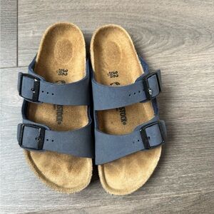 Birkenstock Kids Navy Sandals with Tan Footbed